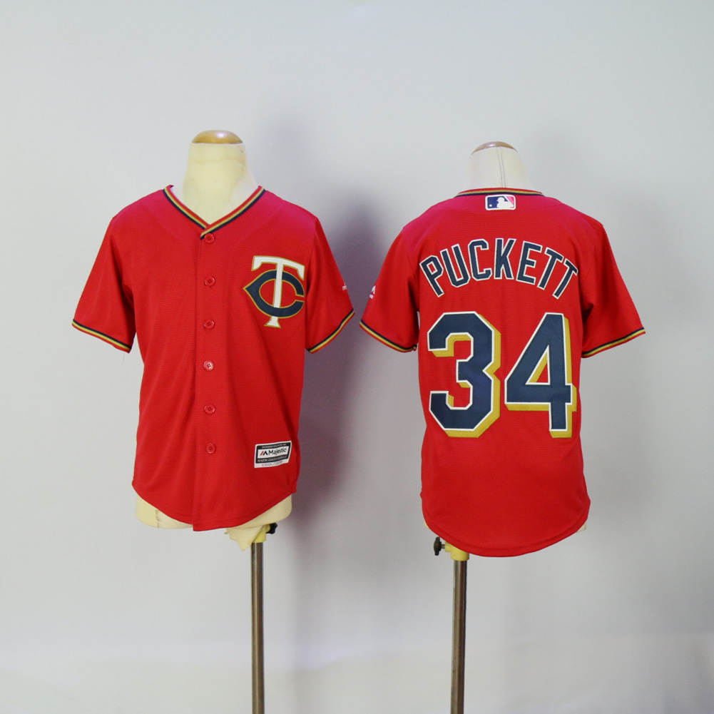 Youth Minnesota Twins 34 Puckett Red MLB Jerseys